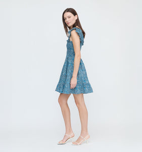 The Elizabeth Nap Dress - Navy Calico Trellis