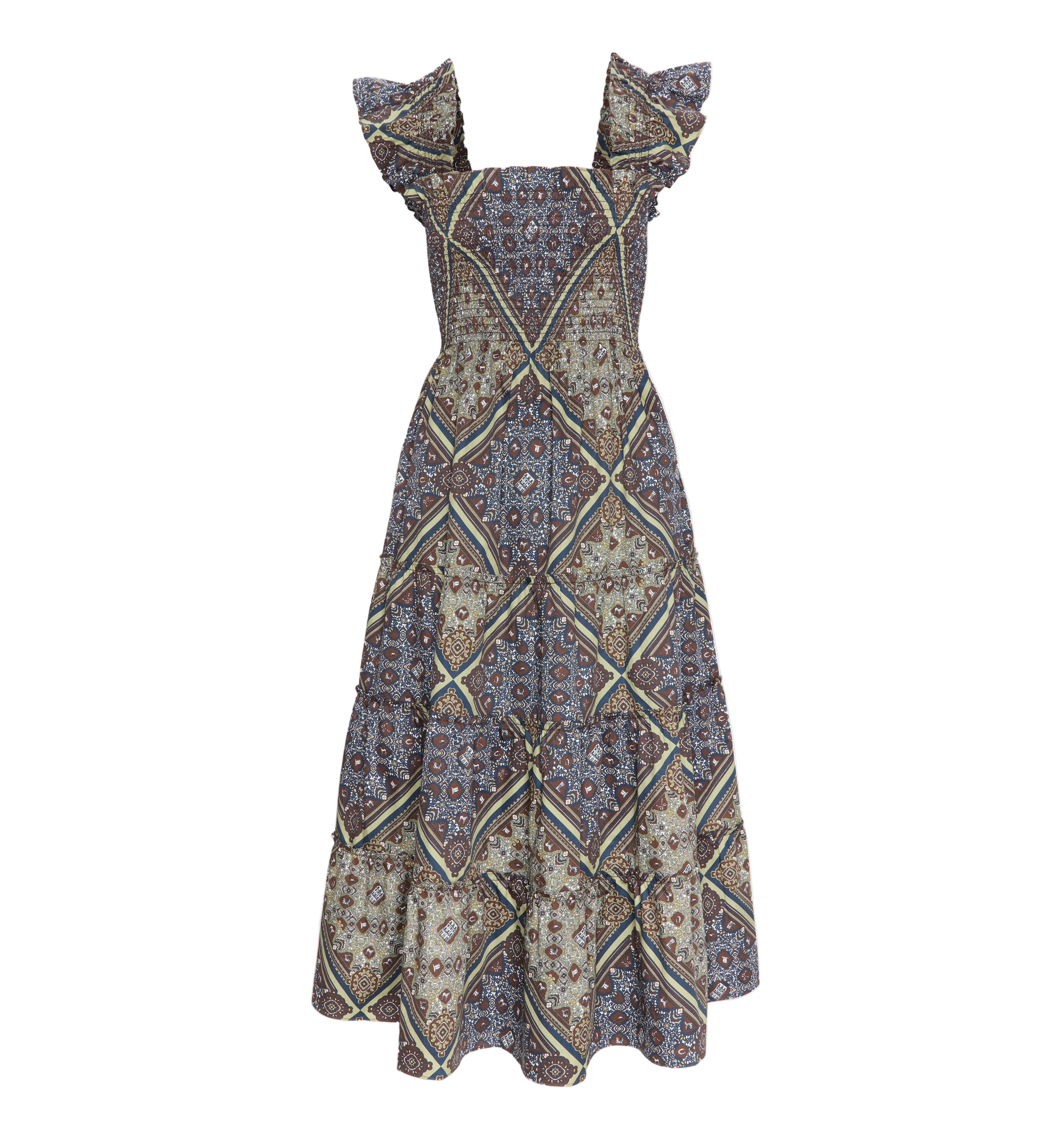 The Ellie Nap Dress in Olive Equestrian Scarf