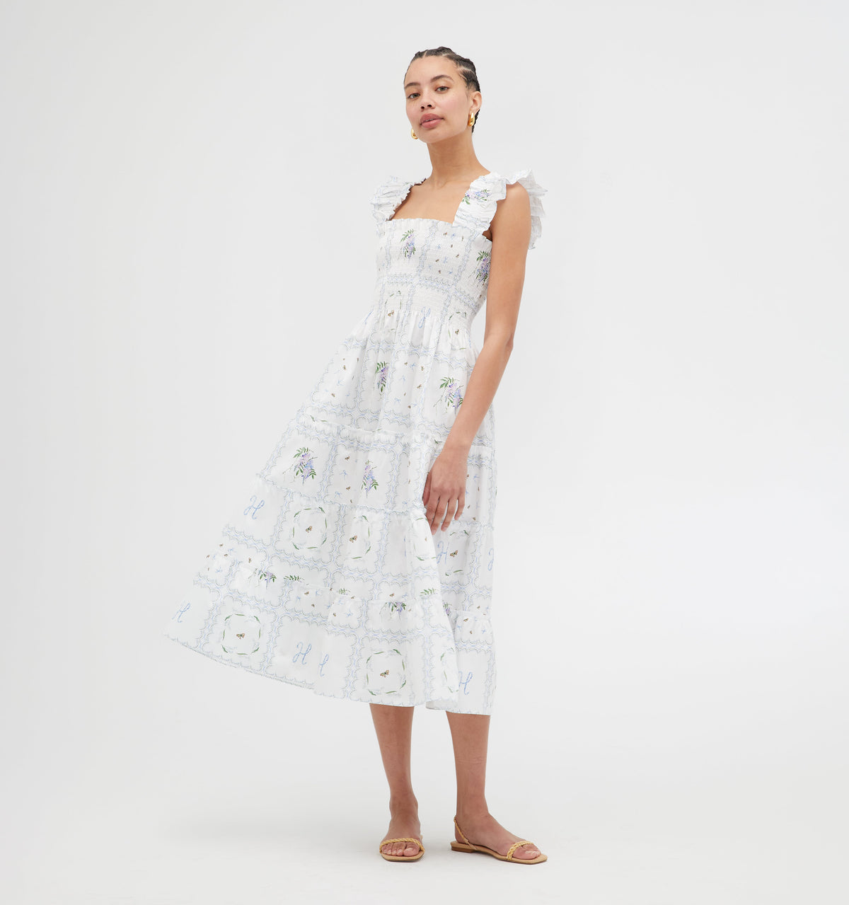 The Ellie Nap Dress in White Floral Patchwork