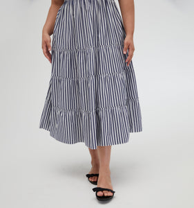 The Ellie Nap Dress in Navy Stripe