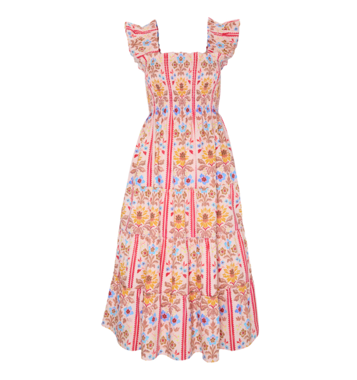 The Ellie Nap Dress in Pink Floral Block Stripe
