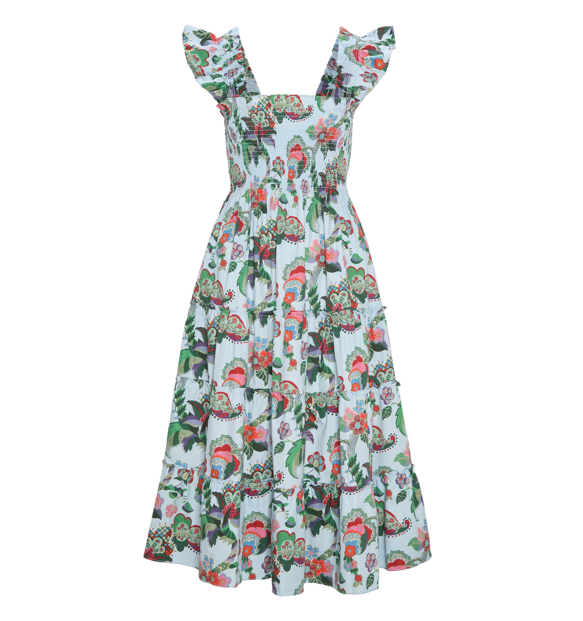 The Ellie Nap Dress in Light Blue Jungle Floral