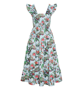 The Ellie Nap Dress in Light Blue Jungle Floral