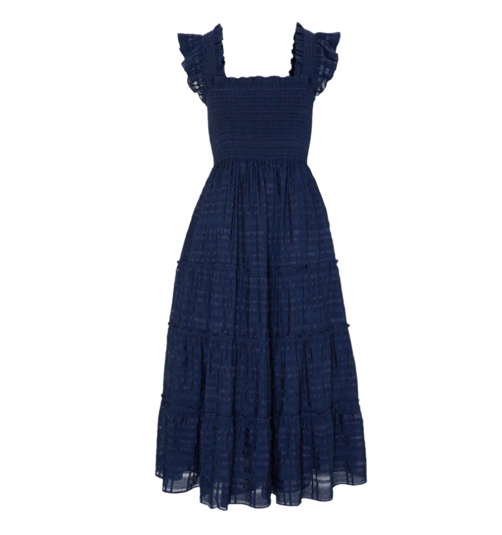 ellie nap dress The Ellie Nap Dress in Navy Sheer Plaid XL