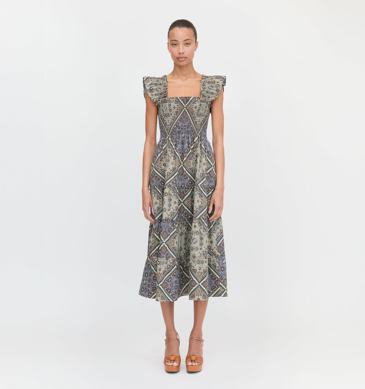 The Ellie Nap Dress in Olive Equestrian Scarf