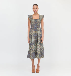 The Ellie Nap Dress in Olive Equestrian Scarf
