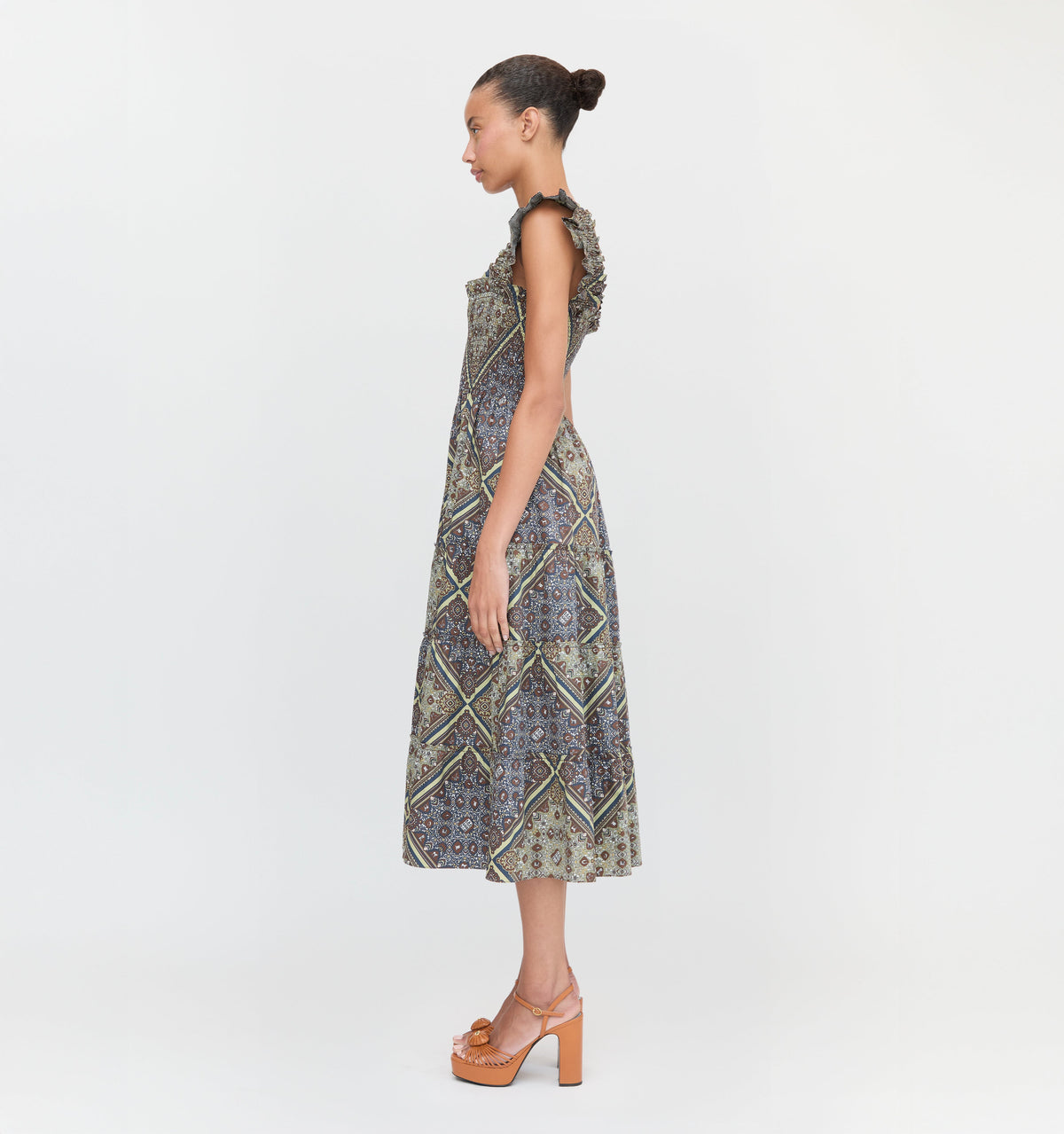 The Ellie Nap Dress in Olive Equestrian Scarf