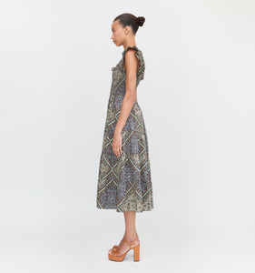 The Ellie Nap Dress in Olive Equestrian Scarf