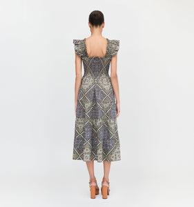 The Ellie Nap Dress in Olive Equestrian Scarf