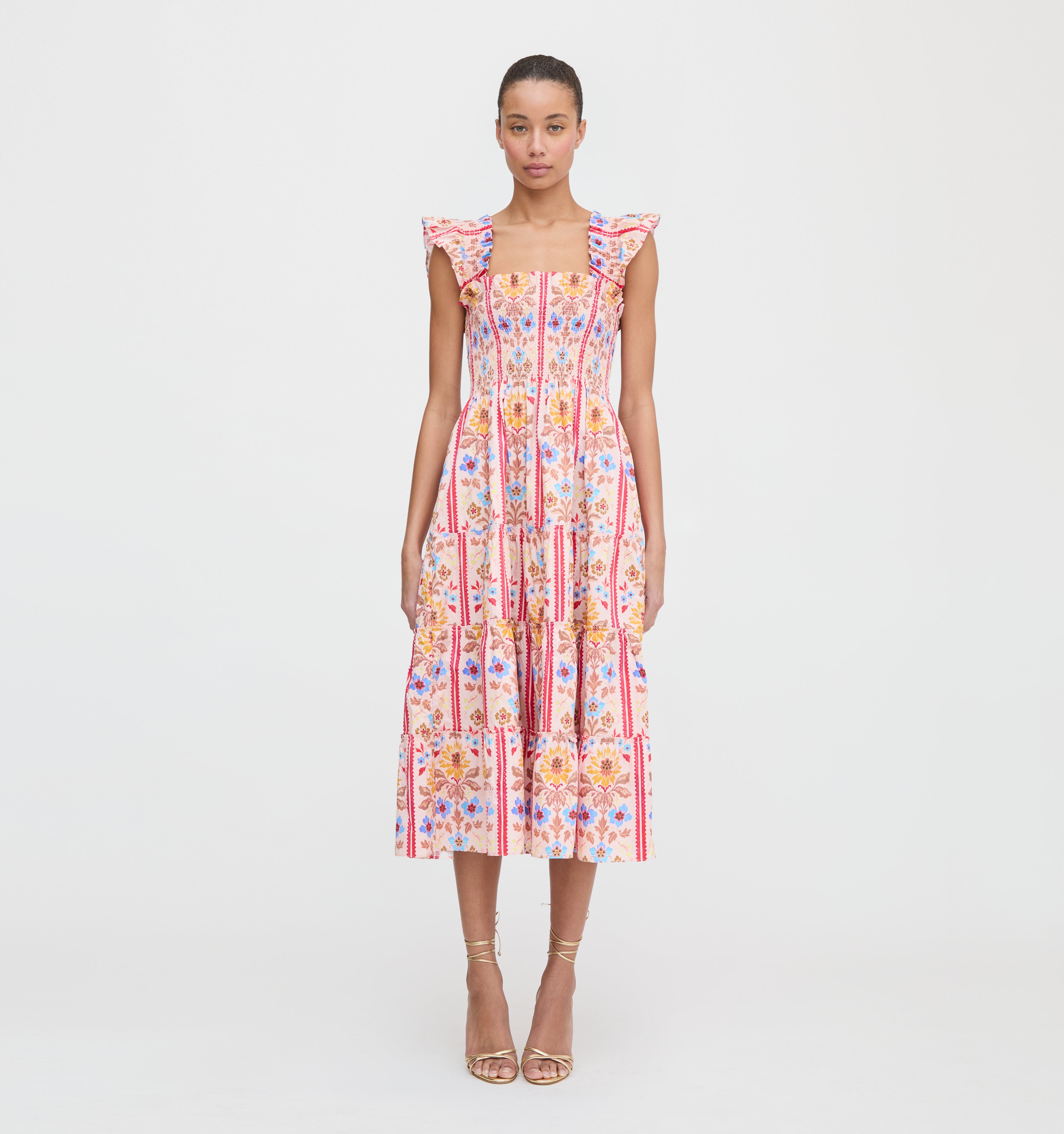 The Ellie Nap Dress in Pink Floral Block Stripe