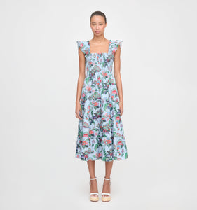 The Ellie Nap Dress in Light Blue Jungle Floral