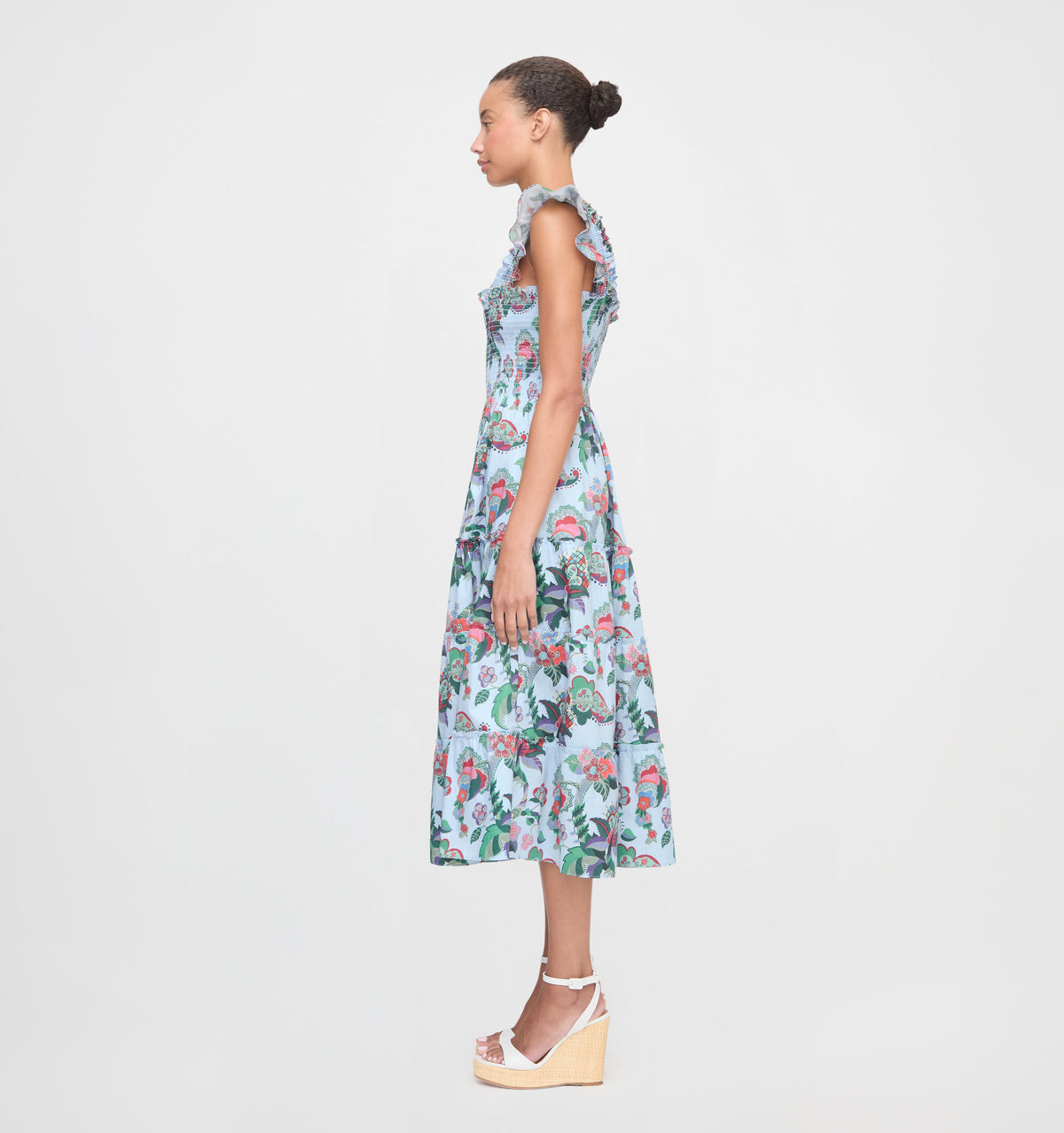 The Ellie Nap Dress in Light Blue Jungle Floral