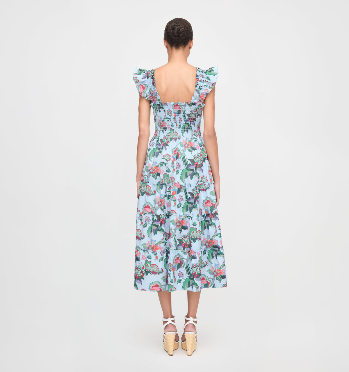 The Ellie Nap Dress in Light Blue Jungle Floral