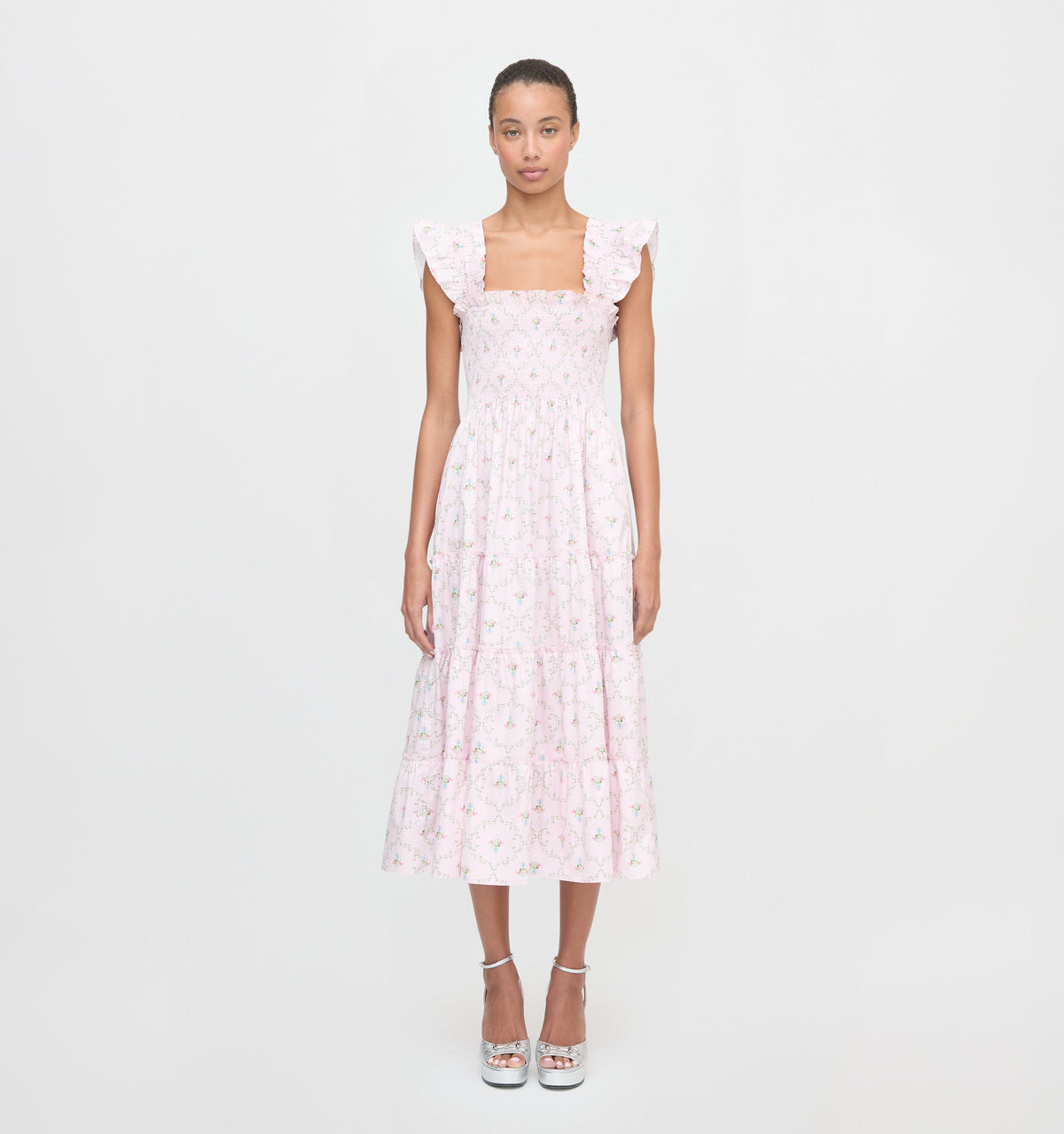 The Ellie Nap Dress in Light Pink Trellis