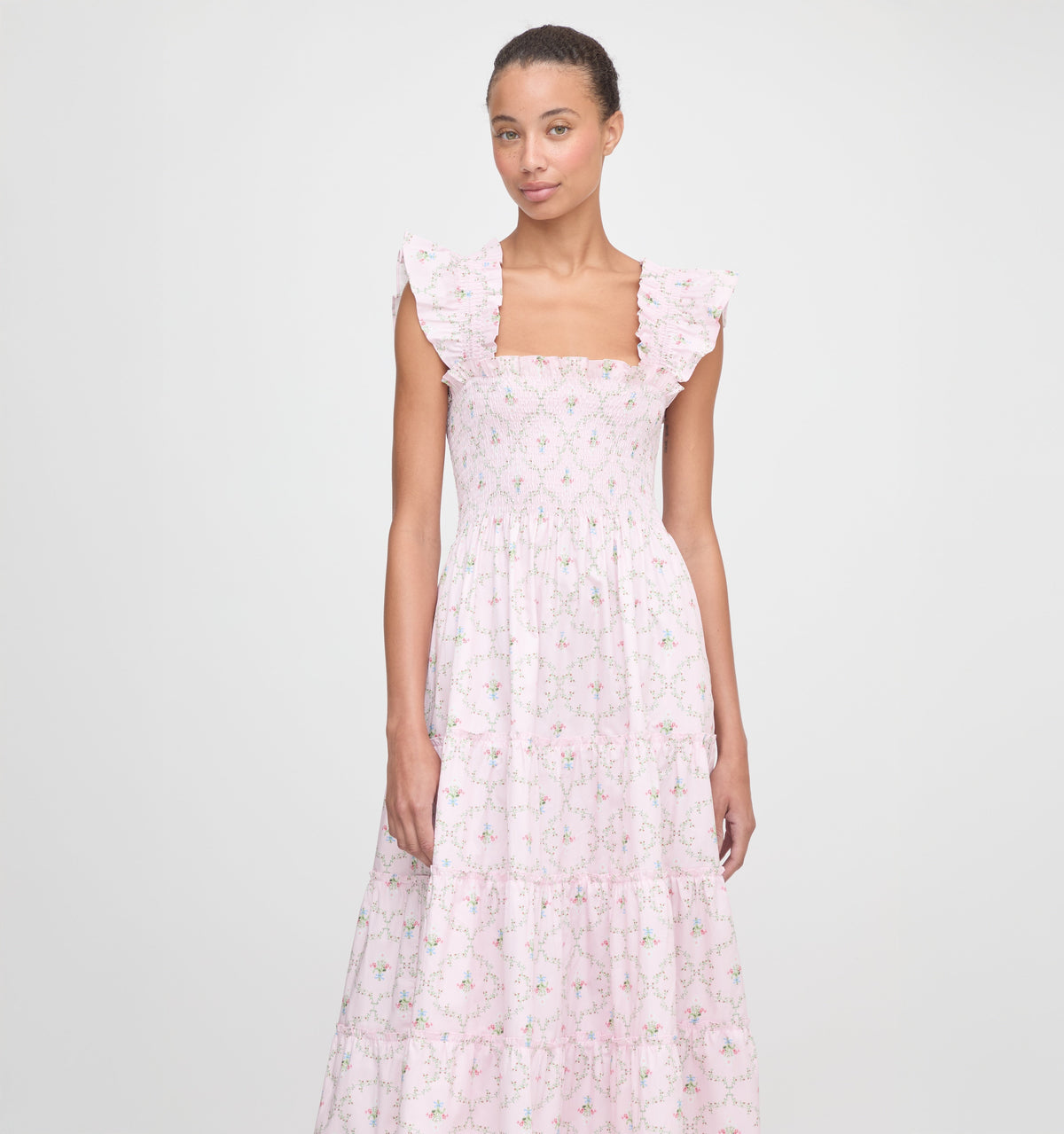 The Ellie Nap Dress in Light Pink Trellis