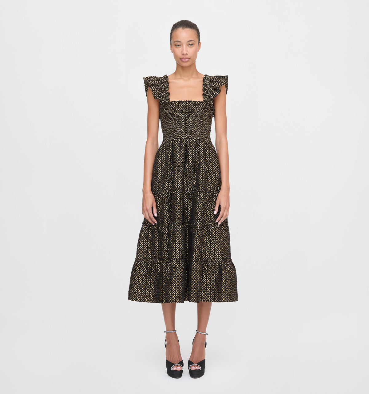 The Ellie Nap Dress in Metallic Brocade