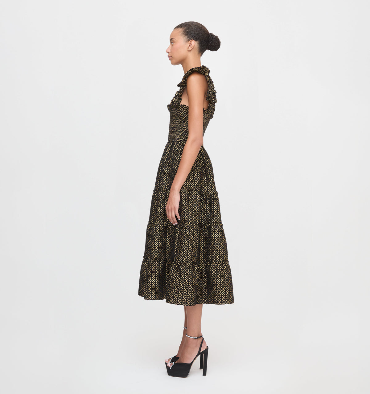 The Ellie Nap Dress in Metallic Brocade