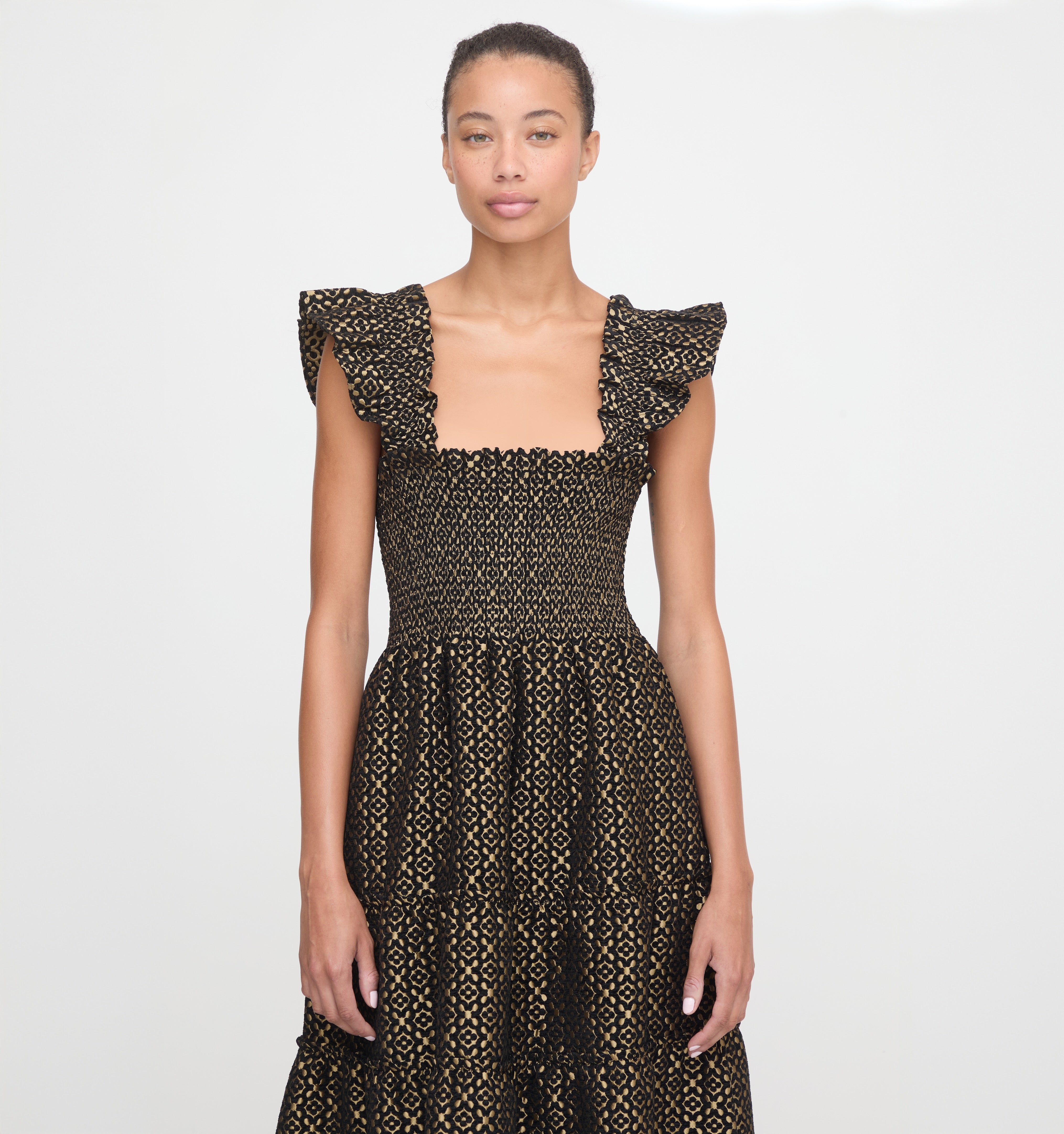 The Ellie Nap Dress in Metallic Brocade