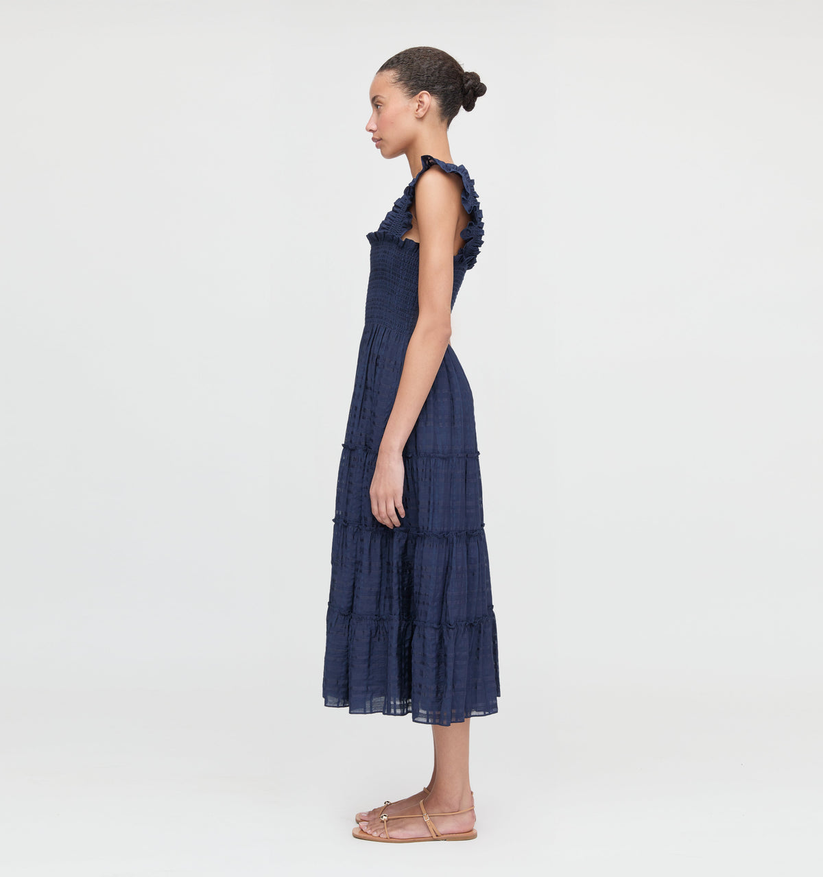 The Ellie Nap Dress in Navy Sheer Plaid