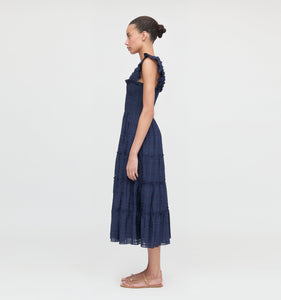 The Ellie Nap Dress in Navy Sheer Plaid