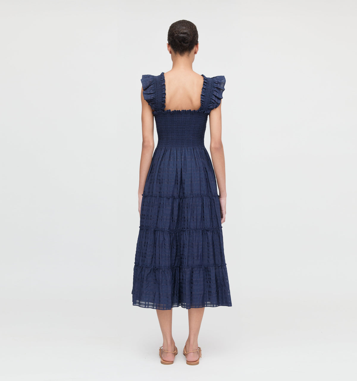 The Ellie Nap Dress in Navy Sheer Plaid