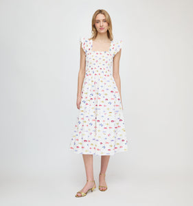 The Ellie Nap Dress in White Rainbow Fish