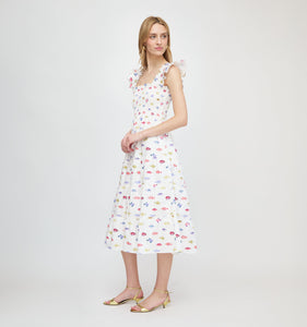 The Ellie Nap Dress in White Rainbow Fish