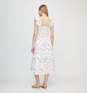 The Ellie Nap Dress in White Rainbow Fish