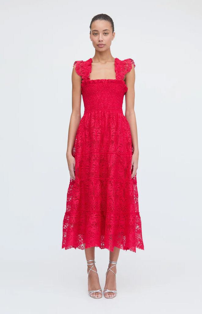 The Ellie Nap Dress in Cerise Lace