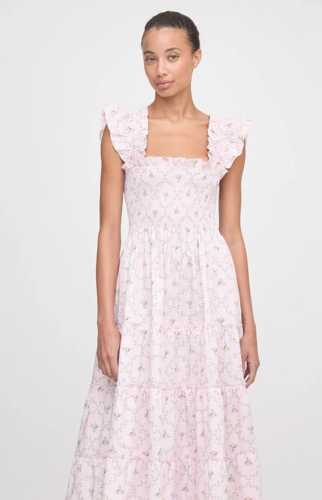 The Ellie Nap Dress in Light Pink Trellis