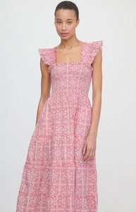 The Ellie Nap Dress in Patchwork Doily Heart Red