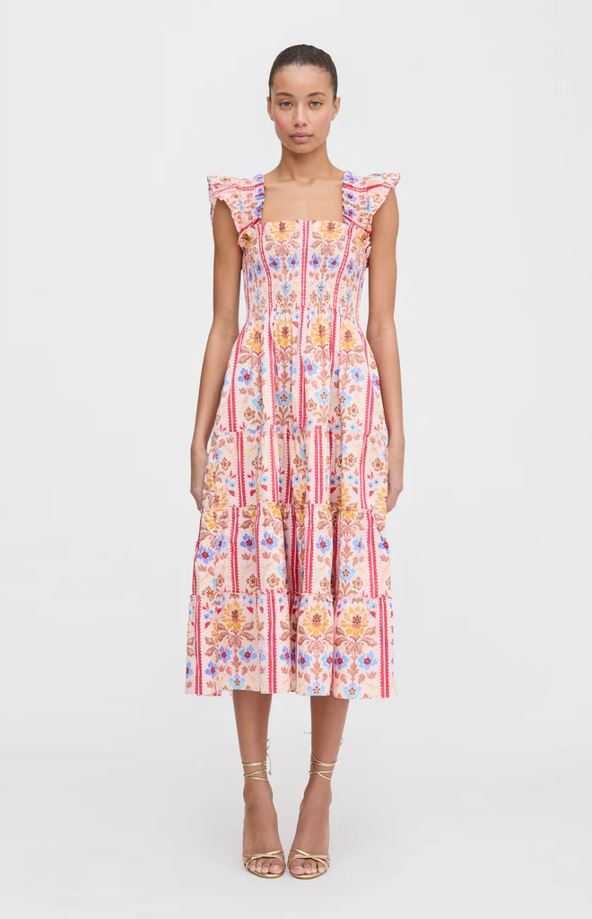 The Ellie Nap Dress in Pink Floral Block Stripe