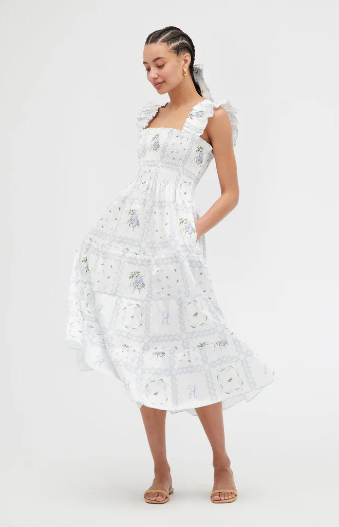 The Ellie Nap Dress in White Floral Patchwork