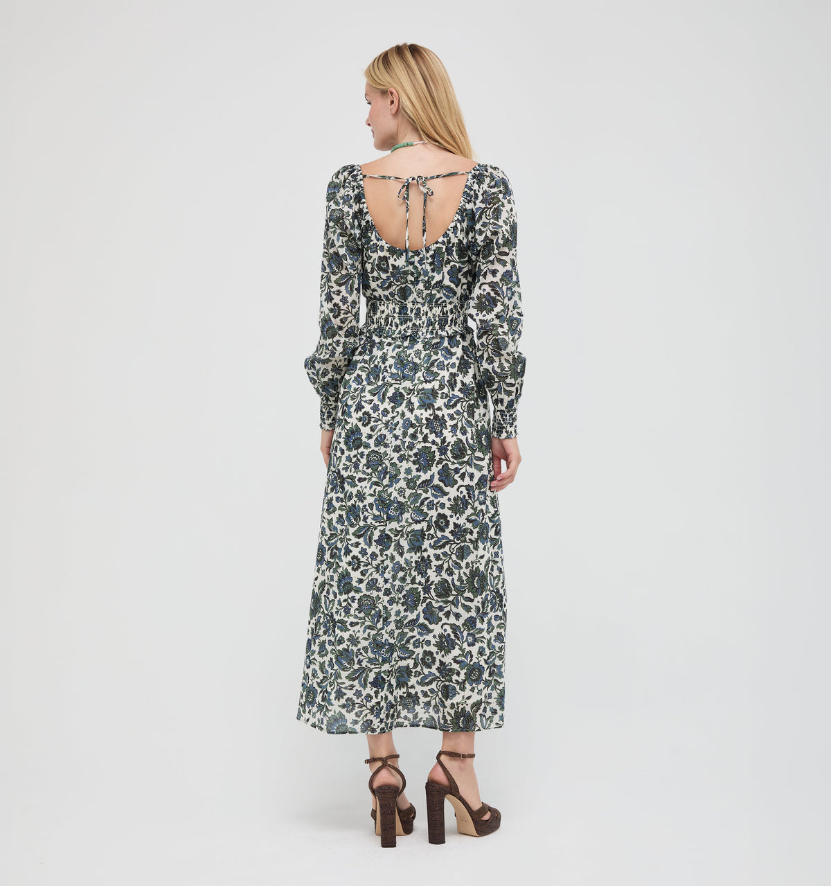 The Eugenia Nap Dress in Jacobean Bloom Blue/Green
