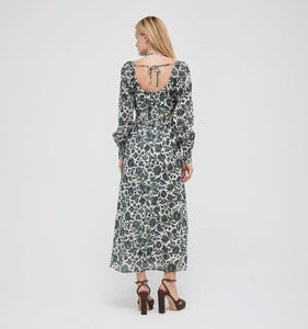 The Eugenia Nap Dress in Jacobean Bloom Blue/Green