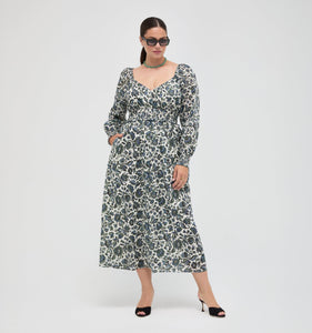 The Eugenia Nap Dress in Jacobean Bloom Blue/Green