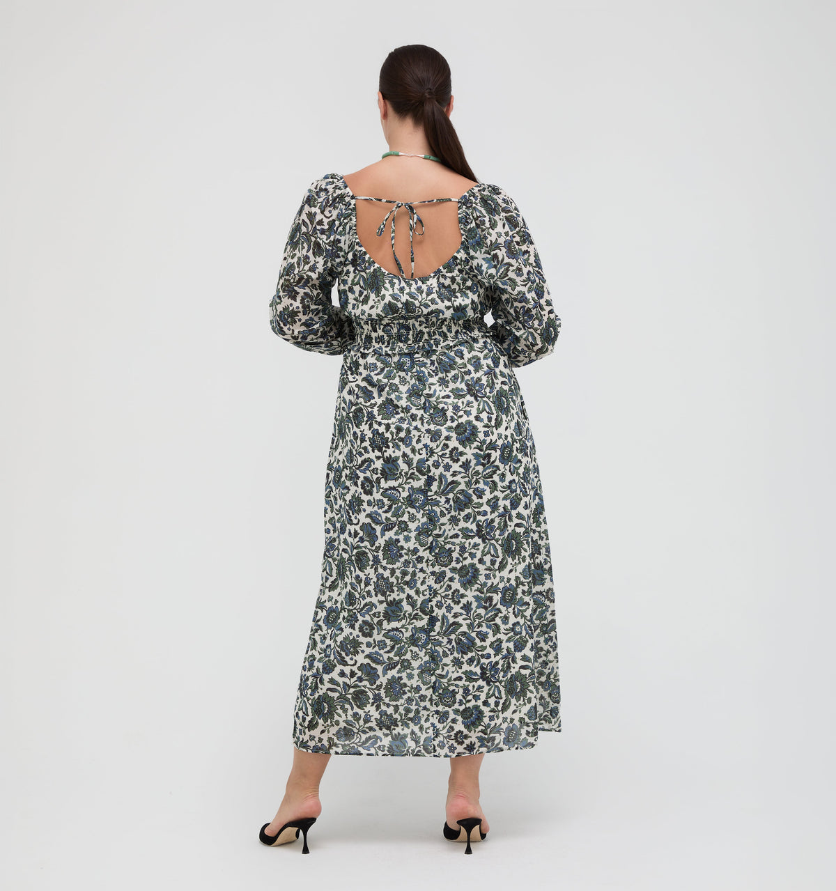 The Eugenia Nap Dress in Jacobean Bloom Blue/Green