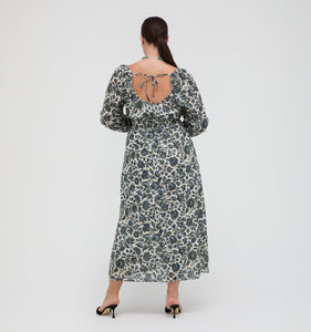 The Eugenia Nap Dress in Jacobean Bloom Blue/Green
