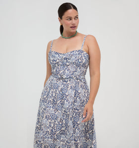 The Fiona Dress in Chedworth Paisley Blue