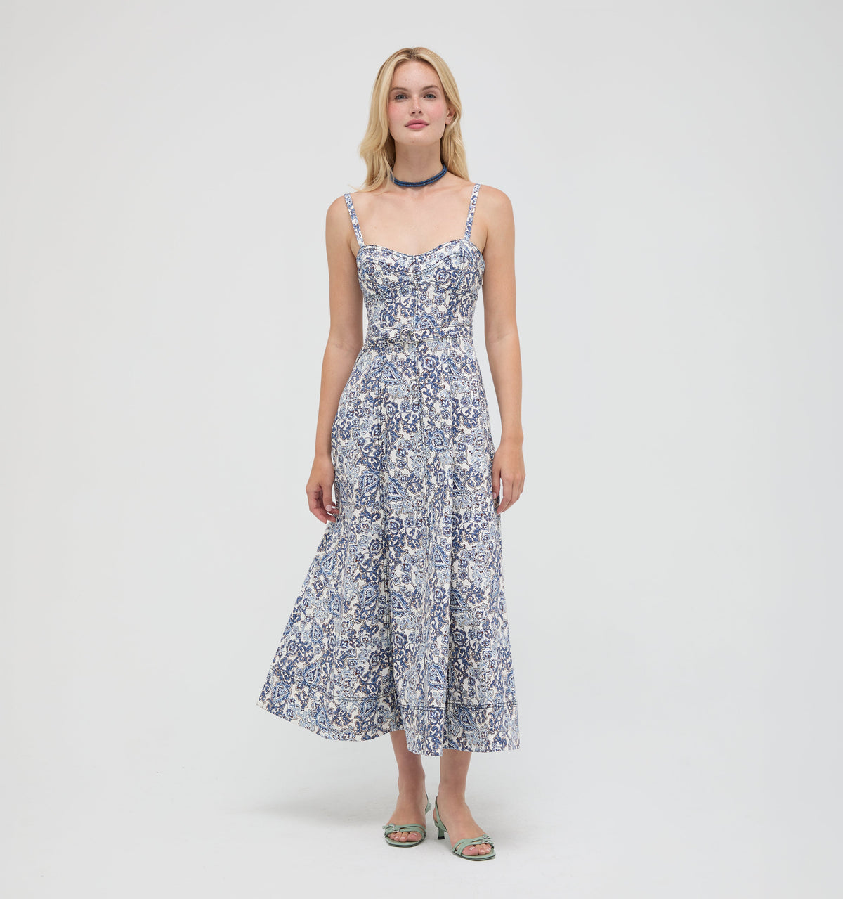 The Fiona Dress in Chedworth Paisley Blue