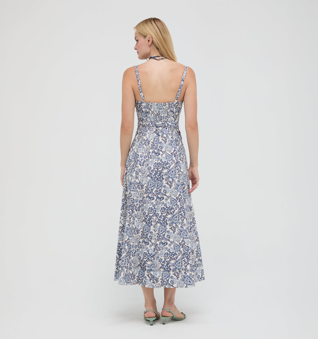 The Fiona Dress in Chedworth Paisley Blue