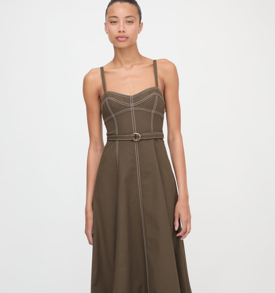The Fiona Dress in Chocolate Twill | Over The Moon The Fiona Dress in Chocolate Twill | Over The Moon