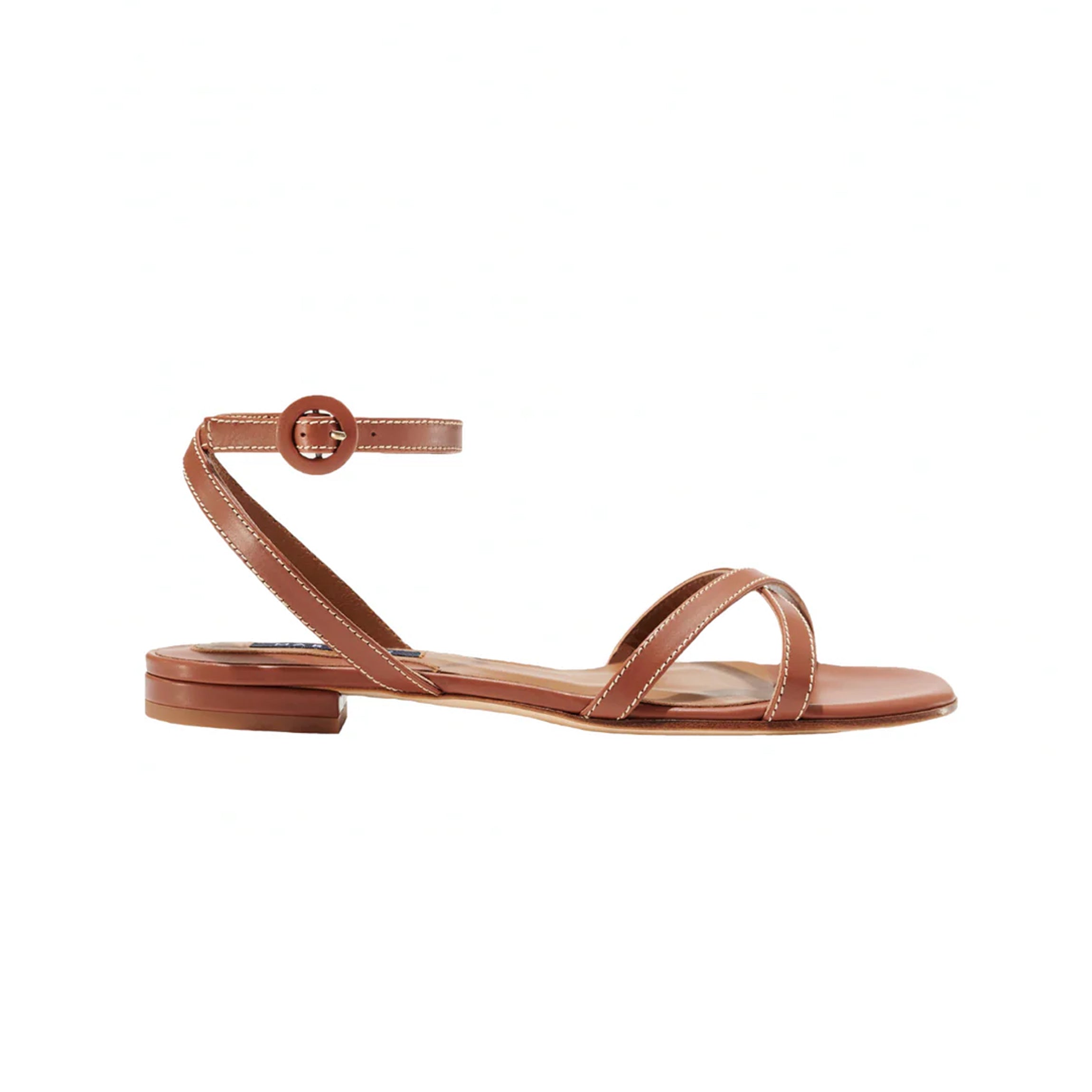 The Flat Sandal in Saddle Calf
