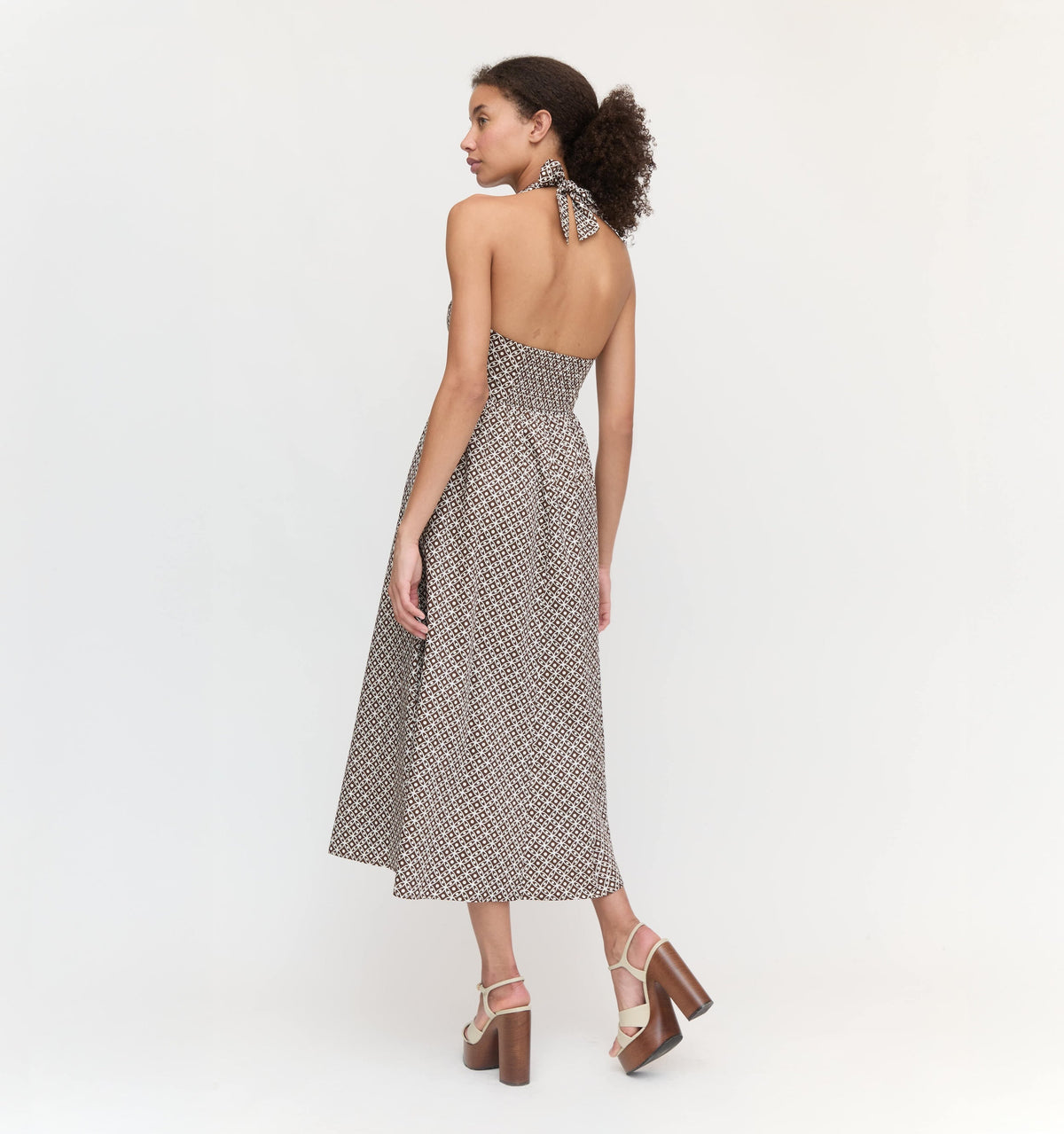 The Fleur Midi Dress in Chocolate Circular Lattice