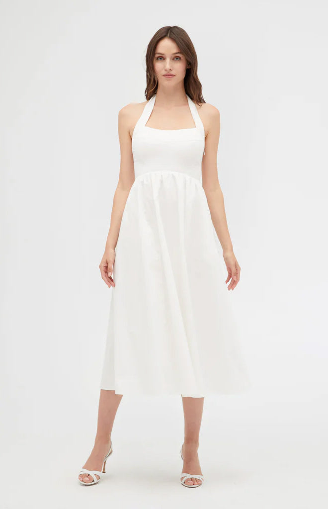 The Fleur Midi Dress in White