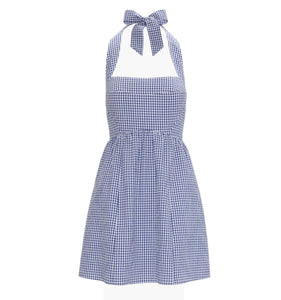 The Fleur Mini Dress in Navy Gingham