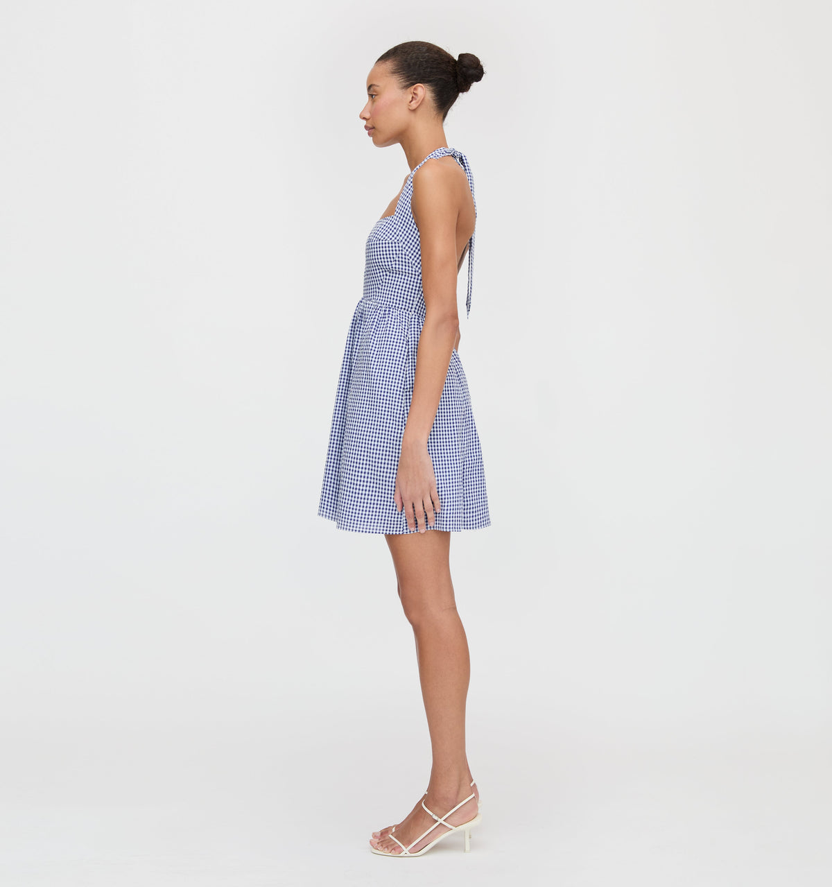 The Fleur Mini Dress in Navy Gingham