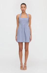 The Fleur Mini Dress in Navy Gingham