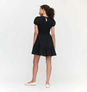 The Gia Mini Nap Dress in Black Tonal Seersucker