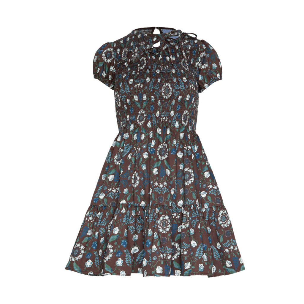The Gia Mini Nap Dress in Chocolate Swedish Floral